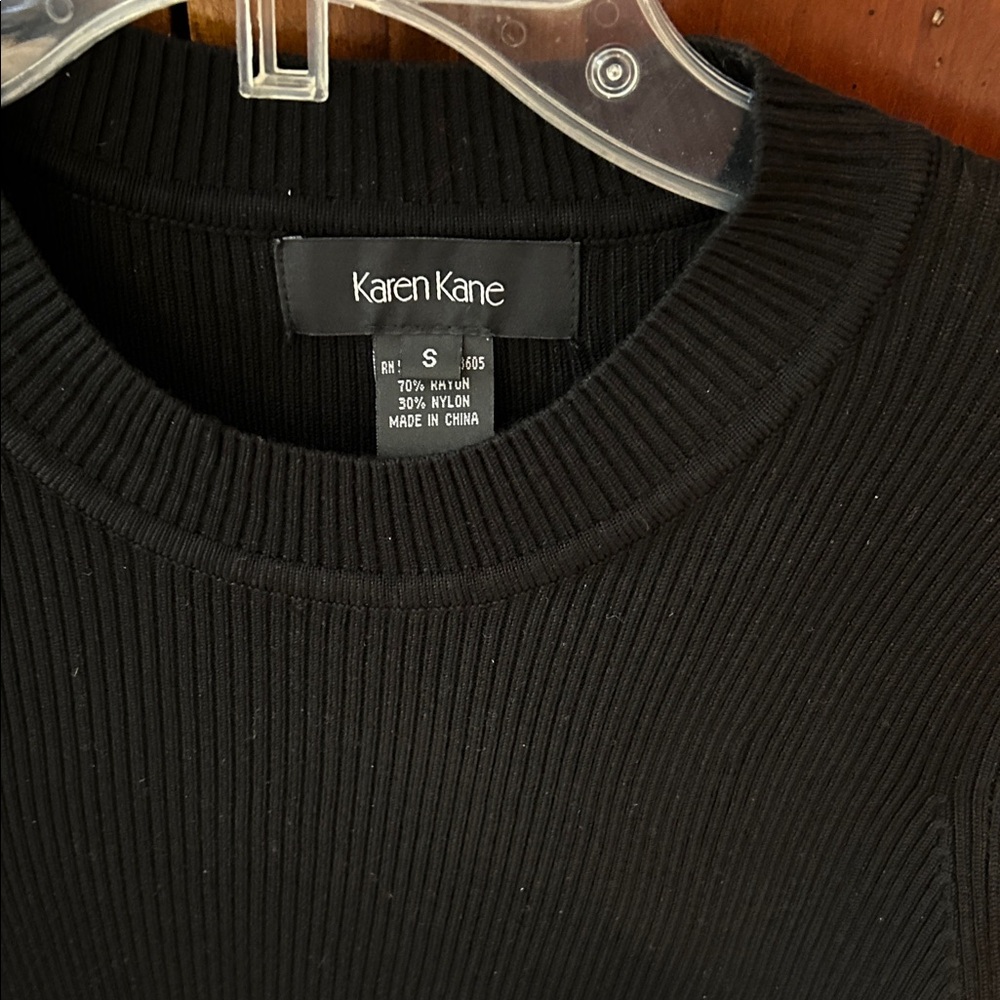 Karen Kane Black Ribbed Crew Neck Sweater/Size Small - Picture 2 of 5